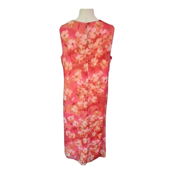 Olivia Matthews Floral 2-Piece Dress Set – Size 14P, Pink Sheer Overlay, Elegant - Picture 8 of 14